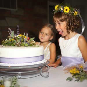 Flower girl and cake